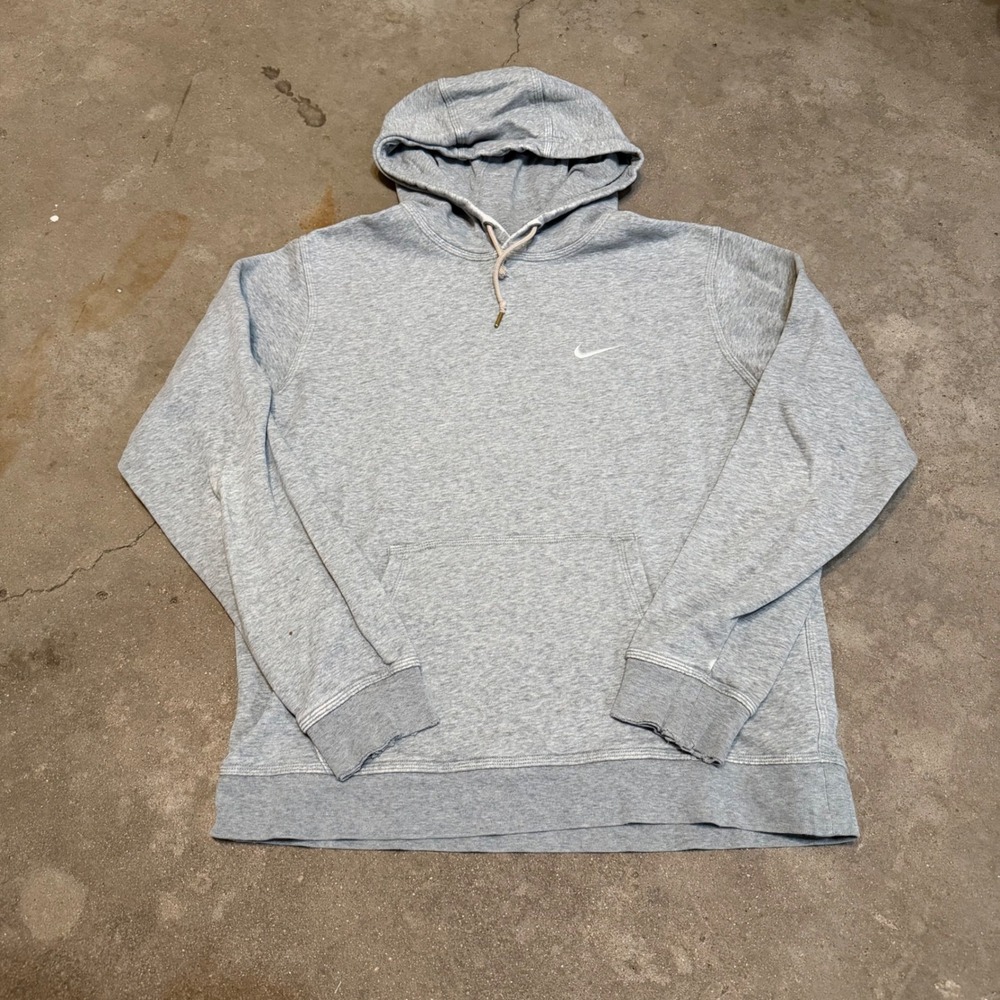 Vintage Nike Pullover Hoodie Mens Large Gray Embroider Swoosh Fleece Sweatshirt